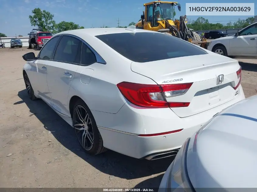 2022 Honda Accord Touring VIN: 1HGCV2F92NA003629 Lot: 42248369