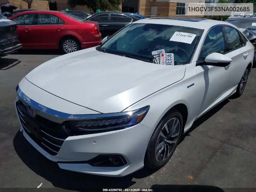 2022 Honda Accord Hybrid Ex-L VIN: 1HGCV3F53NA002685 Lot: 42260780