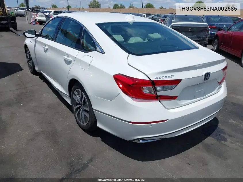2022 Honda Accord Hybrid Ex-L VIN: 1HGCV3F53NA002685 Lot: 42260780