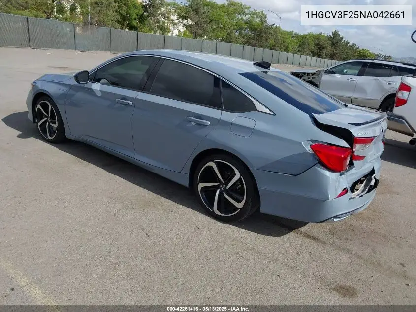 2022 Honda Accord Hybrid Sport VIN: 1HGCV3F25NA042661 Lot: 42261416