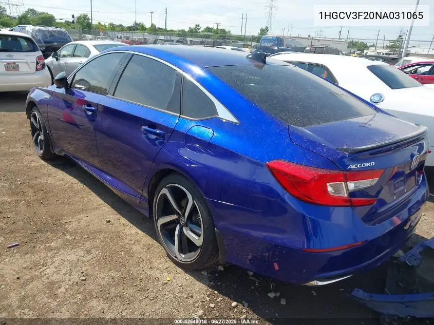 2022 Honda Accord Hybrid Sport VIN: 1HGCV3F20NA031065 Lot: 42548016