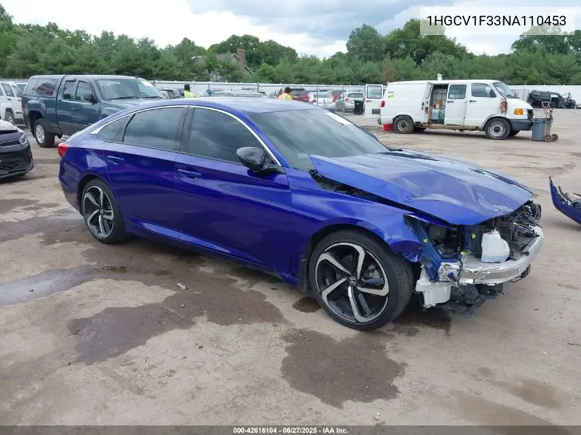 2022 Honda Accord Sport VIN: 1HGCV1F33NA110453 Lot: 42616104