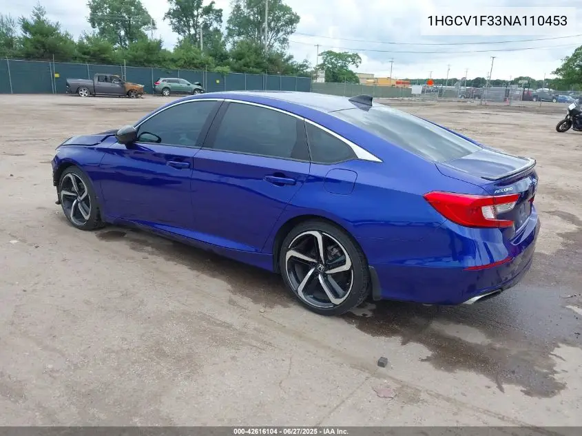 2022 Honda Accord Sport VIN: 1HGCV1F33NA110453 Lot: 42616104