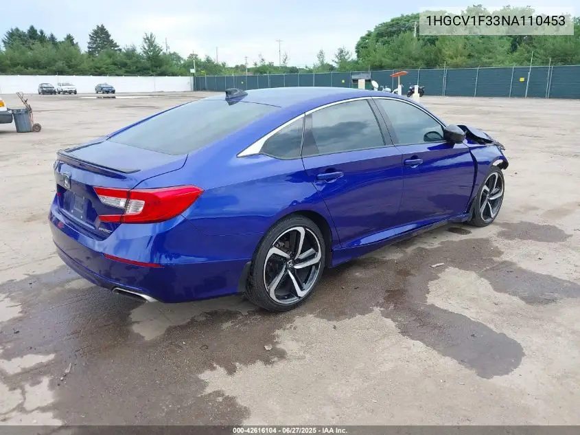 2022 Honda Accord Sport VIN: 1HGCV1F33NA110453 Lot: 42616104