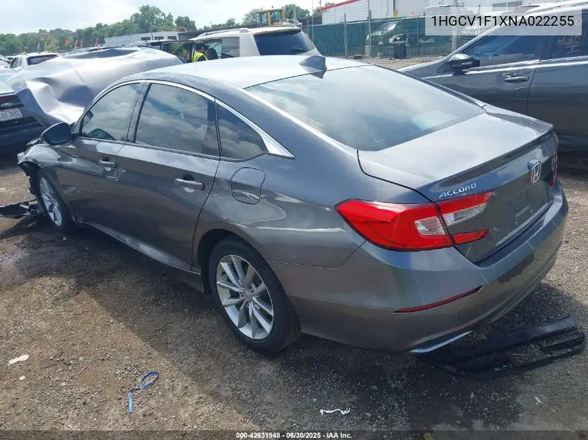2022 Honda Accord Lx VIN: 1HGCV1F1XNA022255 Lot: 42631948