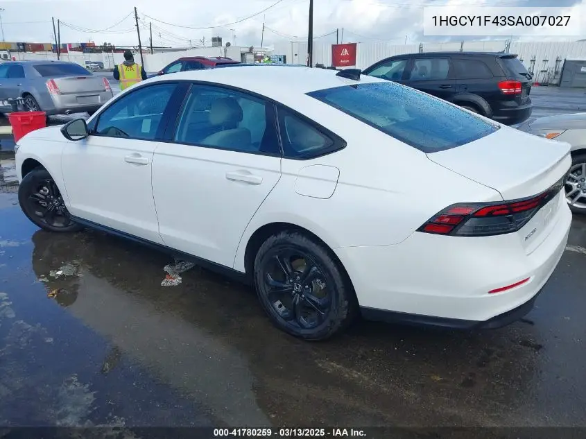2025 Honda Accord Se VIN: 1HGCY1F43SA007027 Lot: 41780259