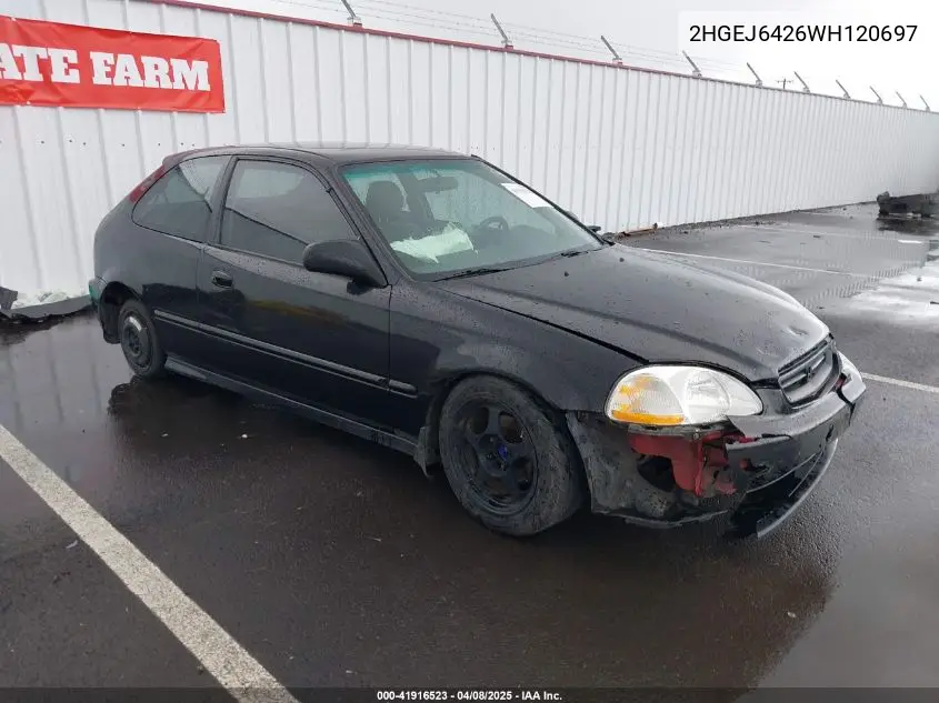 1998 Honda Civic Cx VIN: 2HGEJ6426WH120697 Lot: 41916523
