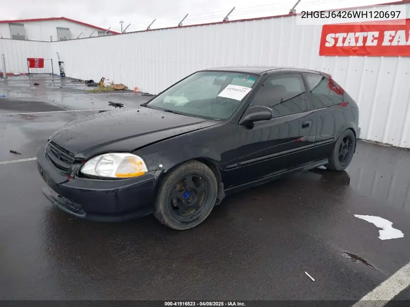 1998 Honda Civic Cx VIN: 2HGEJ6426WH120697 Lot: 41916523