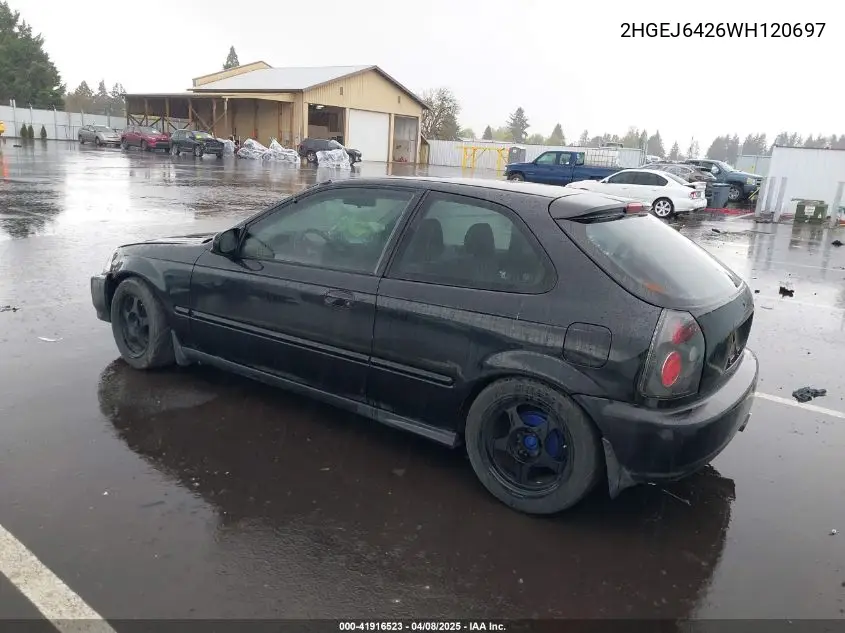 1998 Honda Civic Cx VIN: 2HGEJ6426WH120697 Lot: 41916523