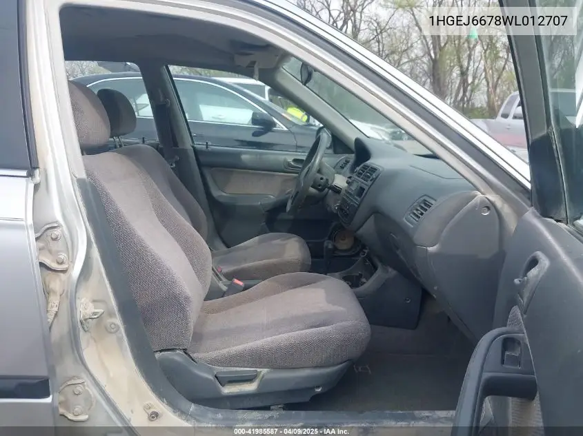 1998 Honda Civic Lx VIN: 1HGEJ6678WL012707 Lot: 41985587