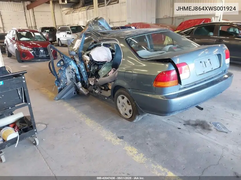 1998 Honda Civic Ex VIN: JHMEJ864XWS001924 Lot: 42047436