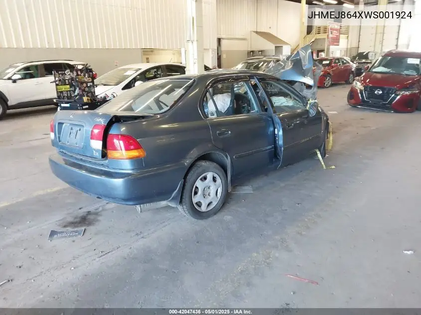 1998 Honda Civic Ex VIN: JHMEJ864XWS001924 Lot: 42047436