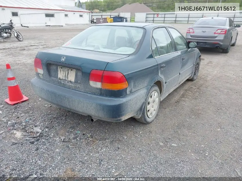 1998 Honda Civic Lx VIN: 1HGEJ6671WL015612 Lot: 42161967