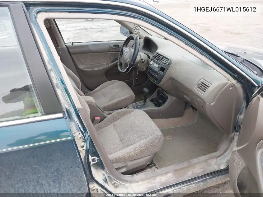 1998 Honda Civic Lx VIN: 1HGEJ6671WL015612 Lot: 42161967