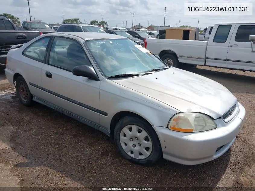 1998 Honda Civic Dx VIN: 1HGEJ6223WL011331 Lot: 42180942