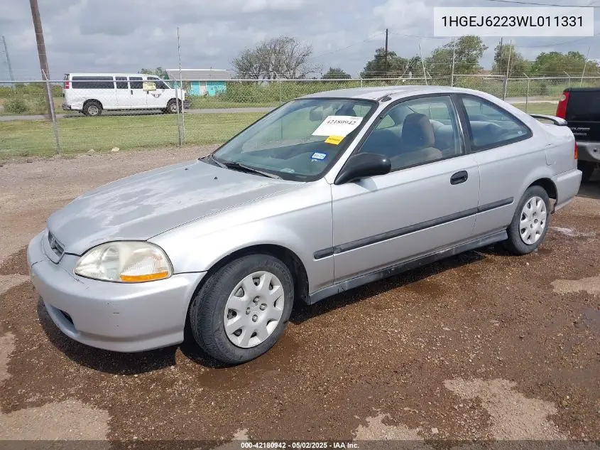 1998 Honda Civic Dx VIN: 1HGEJ6223WL011331 Lot: 42180942