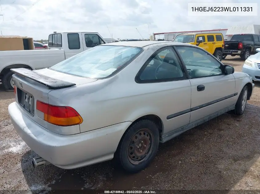 1998 Honda Civic Dx VIN: 1HGEJ6223WL011331 Lot: 42180942