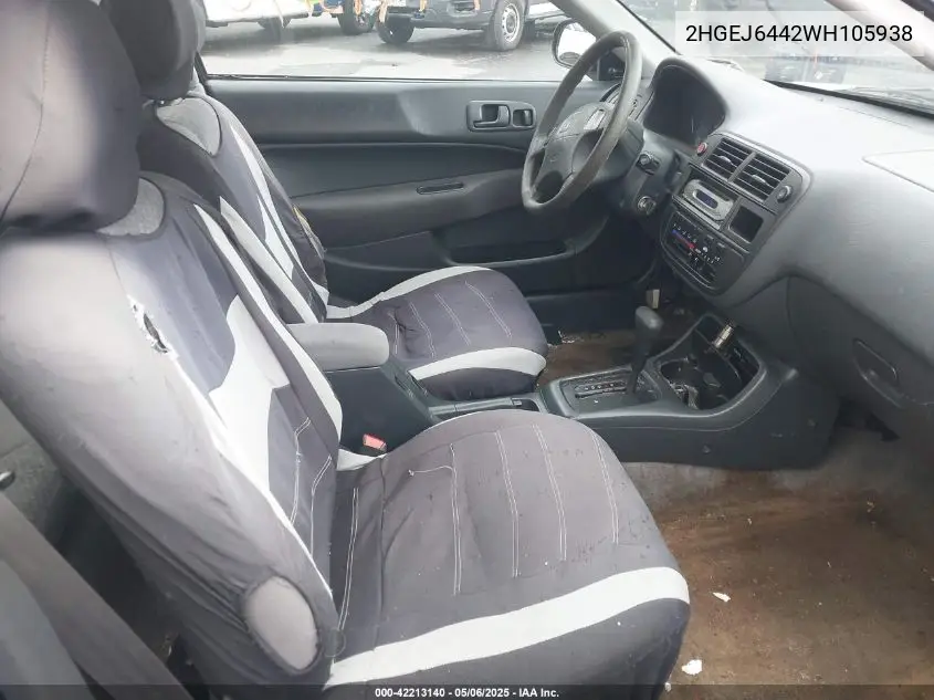 1998 Honda Civic Dx VIN: 2HGEJ6442WH105938 Lot: 42213140