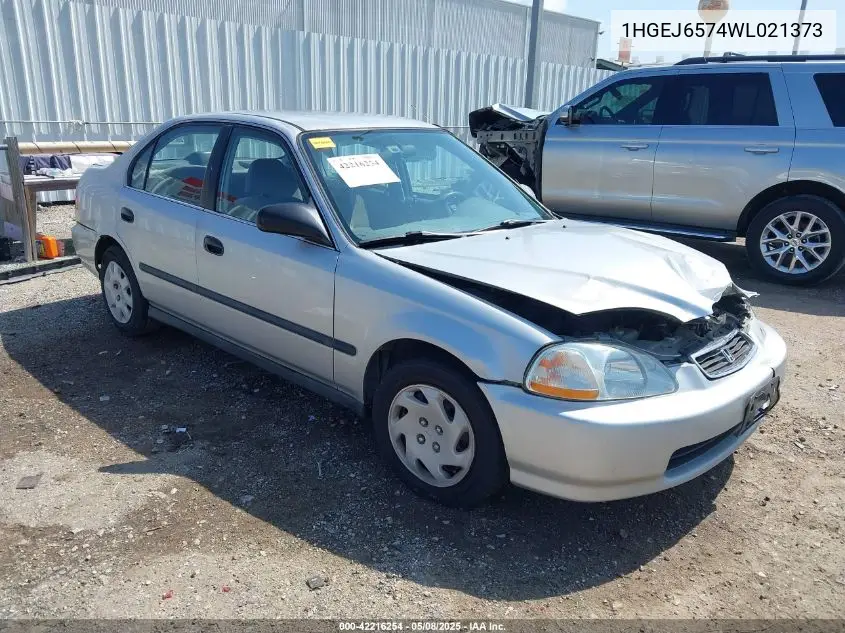 1998 Honda Civic Lx VIN: 1HGEJ6574WL021373 Lot: 42216254