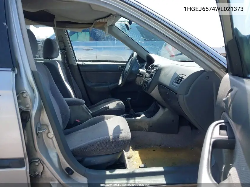 1998 Honda Civic Lx VIN: 1HGEJ6574WL021373 Lot: 42216254