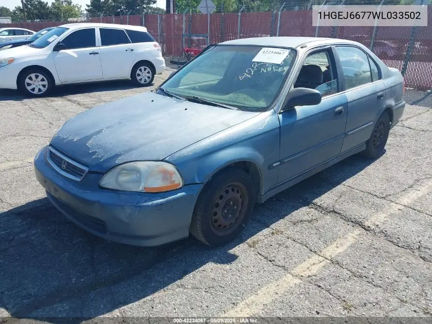 1998 Honda Civic Lx VIN: 1HGEJ6677WL033502 Lot: 42234067