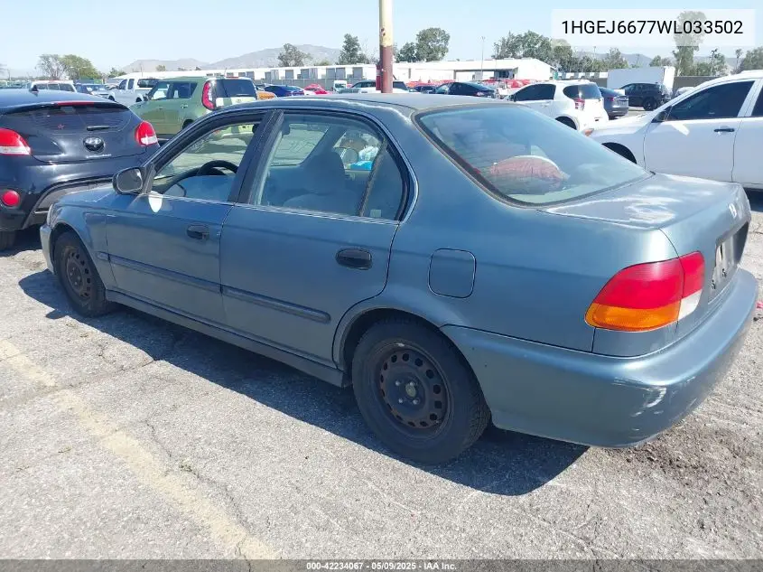 1998 Honda Civic Lx VIN: 1HGEJ6677WL033502 Lot: 42234067
