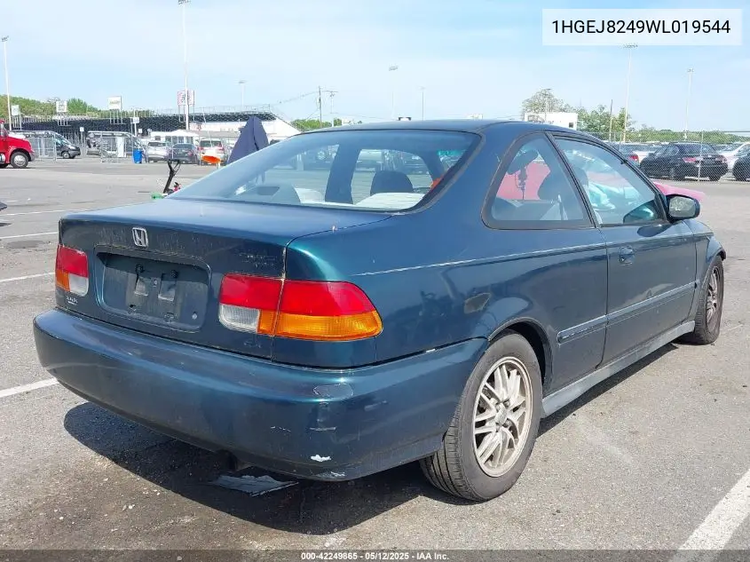 1998 Honda Civic Ex VIN: 1HGEJ8249WL019544 Lot: 42249865