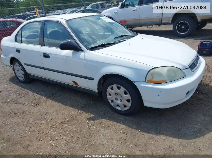 1998 Honda Civic Lx VIN: 1HGEJ6672WL037084 Lot: 42256194