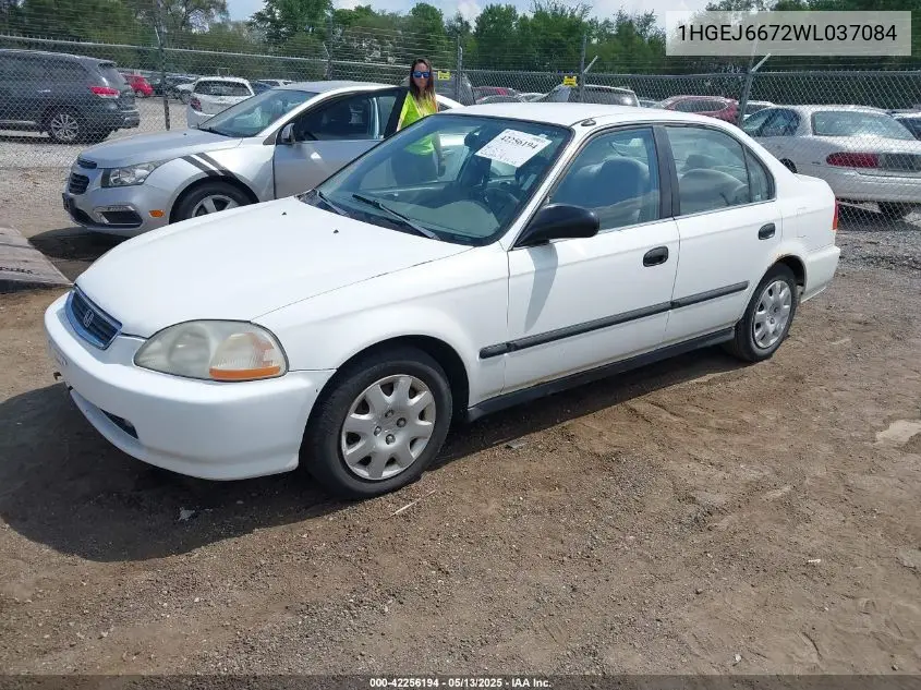 1998 Honda Civic Lx VIN: 1HGEJ6672WL037084 Lot: 42256194