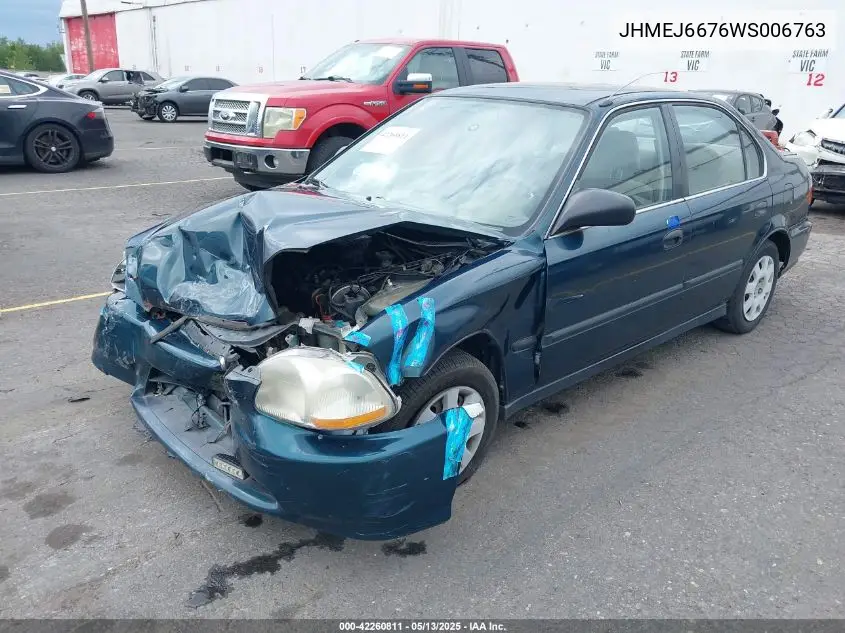 1998 Honda Civic Lx VIN: JHMEJ6676WS006763 Lot: 42260811