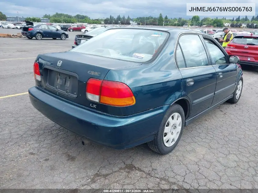 1998 Honda Civic Lx VIN: JHMEJ6676WS006763 Lot: 42260811