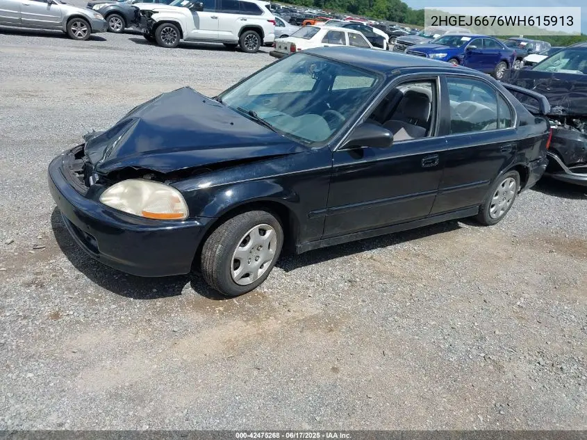 1998 Honda Civic Lx VIN: 2HGEJ6676WH615913 Lot: 42475268