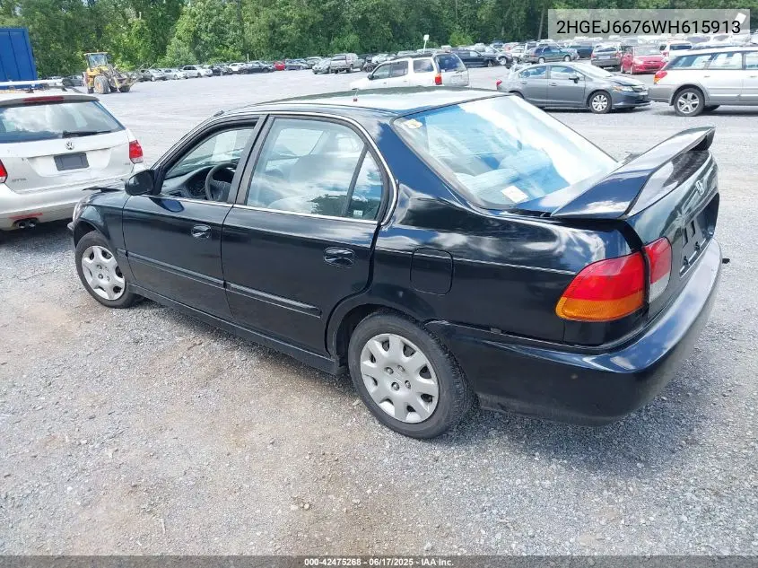1998 Honda Civic Lx VIN: 2HGEJ6676WH615913 Lot: 42475268