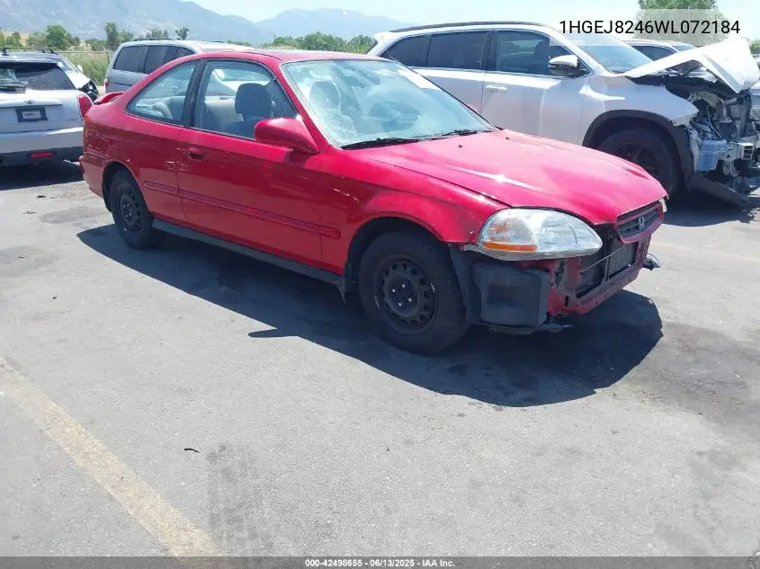 1998 Honda Civic Ex VIN: 1HGEJ8246WL072184 Lot: 42498655