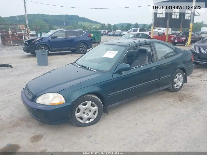 1998 Honda Civic Ex VIN: 1HGEJ8148WL134623 Lot: 42501937