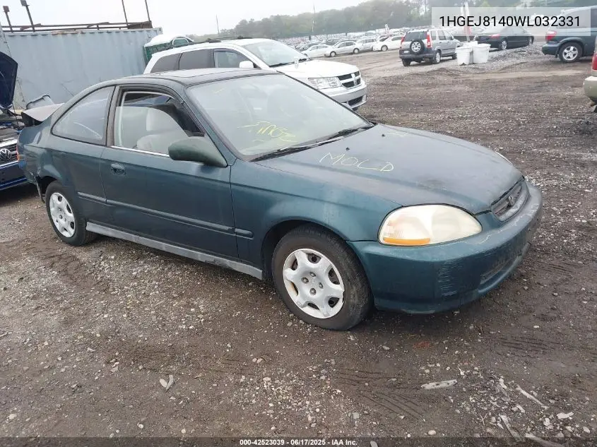 1998 Honda Civic Ex VIN: 1HGEJ8140WL032331 Lot: 42523039