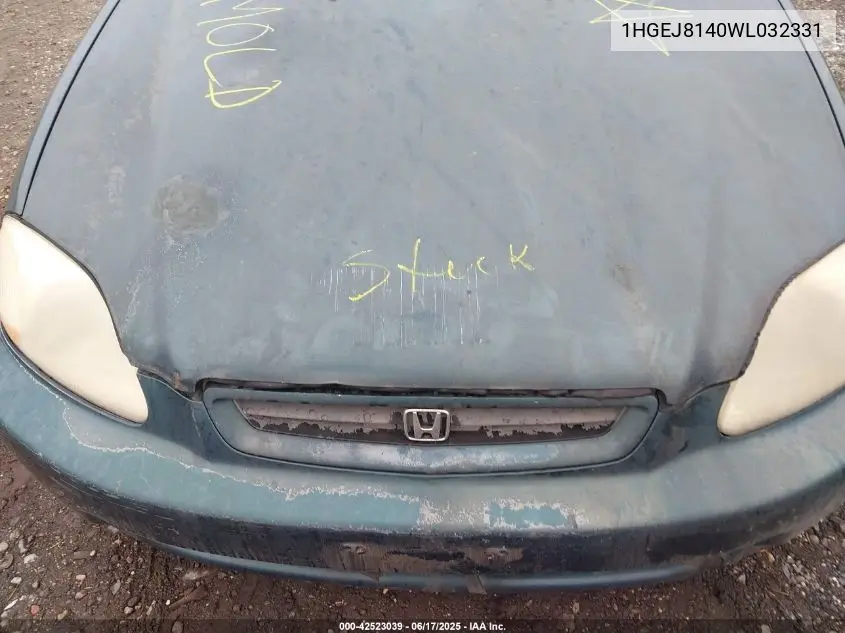 1998 Honda Civic Ex VIN: 1HGEJ8140WL032331 Lot: 42523039