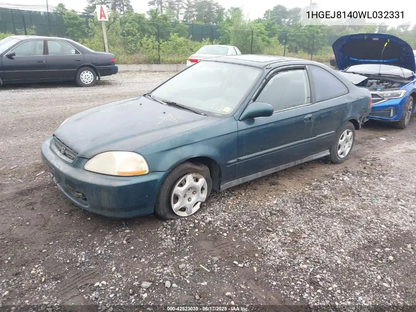 1998 Honda Civic Ex VIN: 1HGEJ8140WL032331 Lot: 42523039