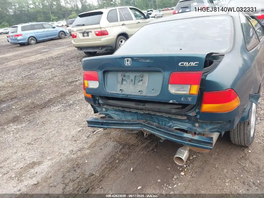1998 Honda Civic Ex VIN: 1HGEJ8140WL032331 Lot: 42523039