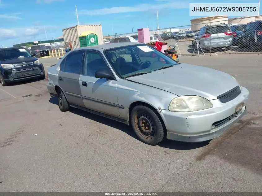 1998 Honda Civic Lx VIN: JHMEJ6672WS005755 Lot: 42563383