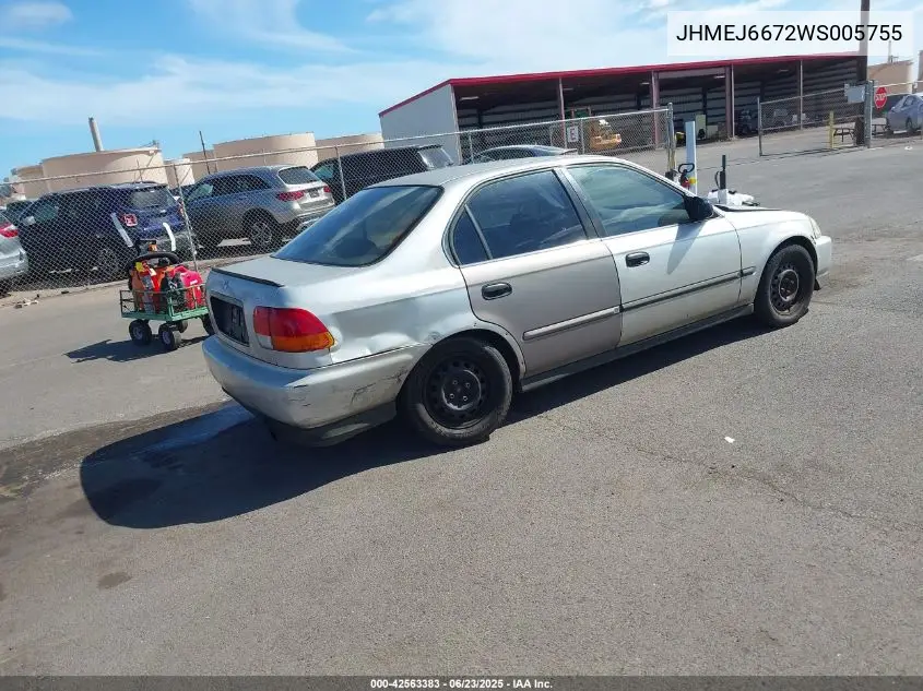 1998 Honda Civic Lx VIN: JHMEJ6672WS005755 Lot: 42563383