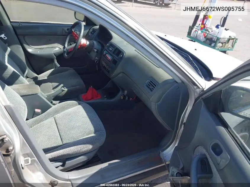 1998 Honda Civic Lx VIN: JHMEJ6672WS005755 Lot: 42563383