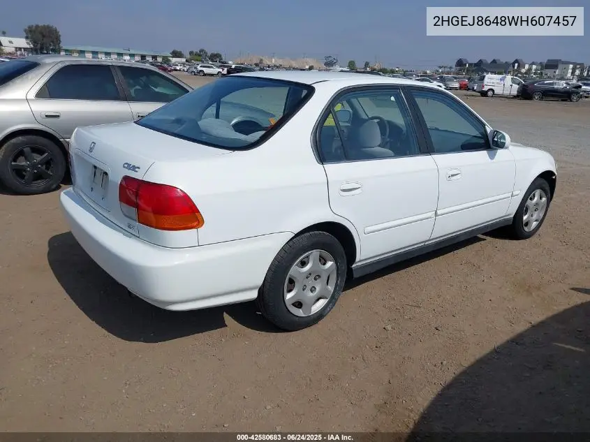1998 Honda Civic Ex VIN: 2HGEJ8648WH607457 Lot: 42580683