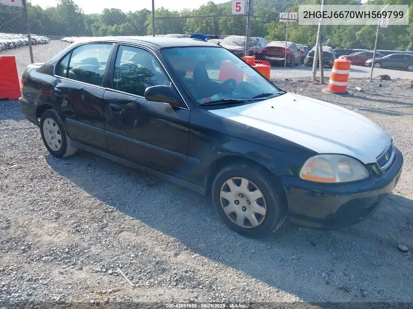 1998 Honda Civic Lx VIN: 2HGEJ6670WH569799 Lot: 42597698