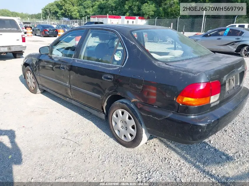 1998 Honda Civic Lx VIN: 2HGEJ6670WH569799 Lot: 42597698