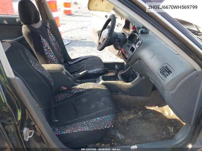 1998 Honda Civic Lx VIN: 2HGEJ6670WH569799 Lot: 42597698