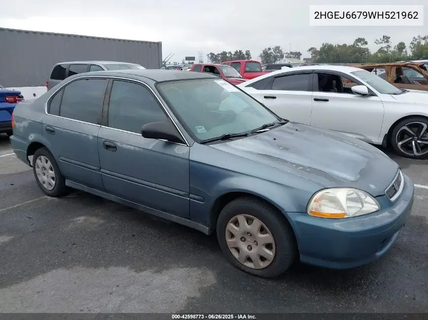 1998 Honda Civic Lx VIN: 2HGEJ6679WH521962 Lot: 42598773