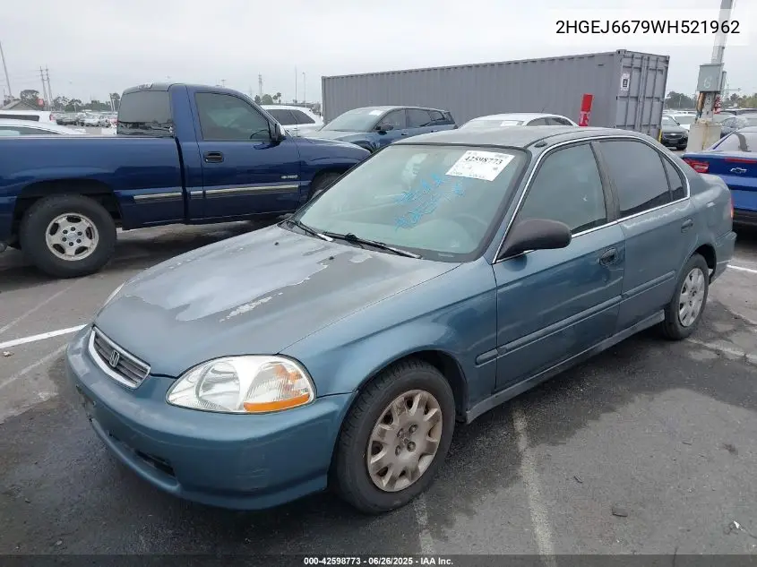 1998 Honda Civic Lx VIN: 2HGEJ6679WH521962 Lot: 42598773