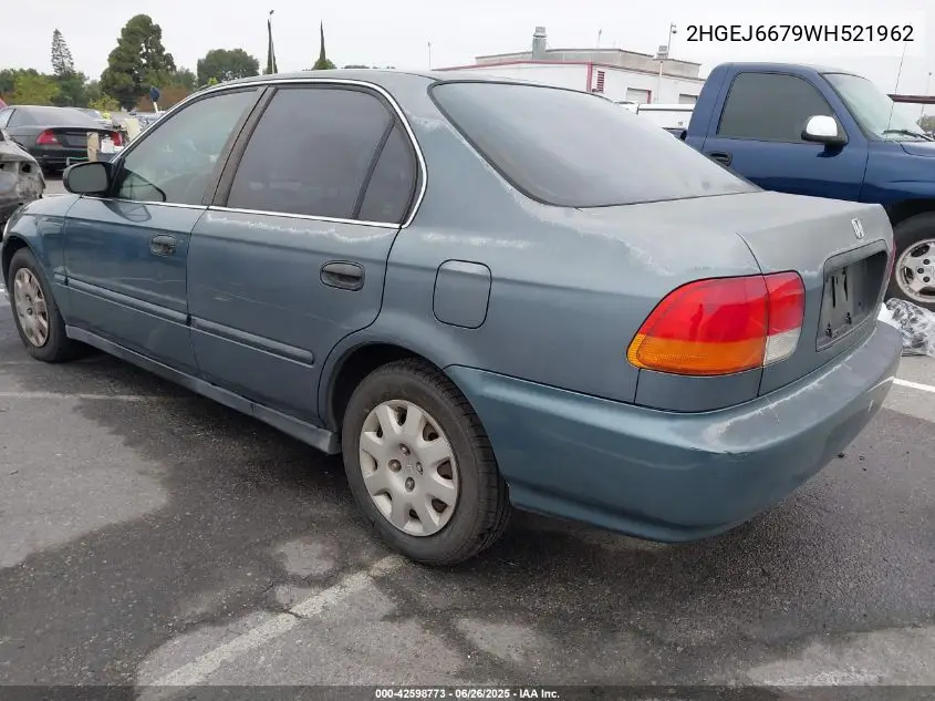 1998 Honda Civic Lx VIN: 2HGEJ6679WH521962 Lot: 42598773