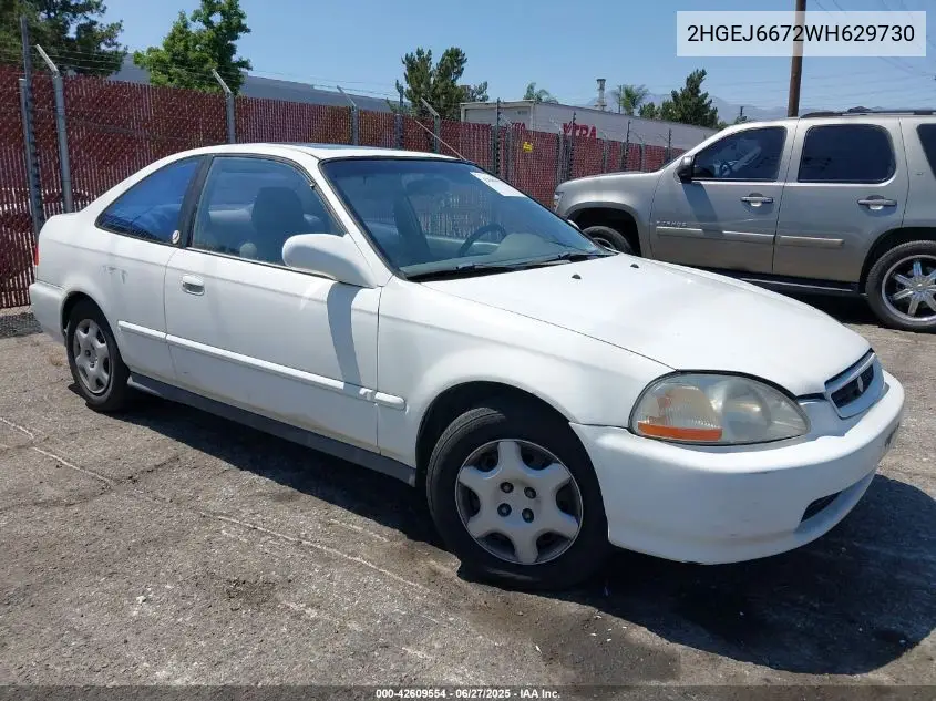 1998 Honda Civic Lx VIN: 2HGEJ6672WH629730 Lot: 42609554